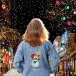 Cute Snowman and Typography Denim Jacket<br><div class="desc">Snowman Anime Denim Jacket.  Text can be personalised.</div>