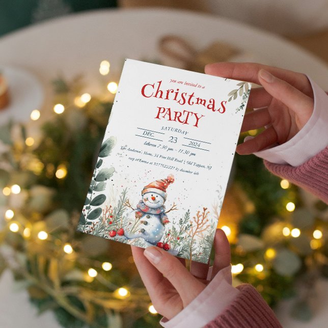 Cute Snowman and Winter Outdoor Christmas Party Invitation (Creator Uploaded)