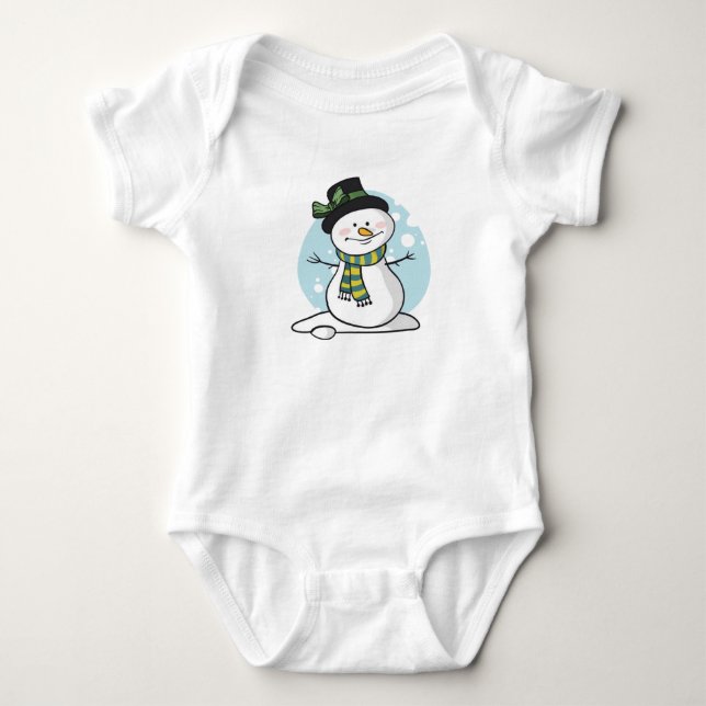 Cute Snowman Baby Bodysuit (Front)