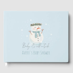 Cute Snowman Baby It's Cold Outside Baby Shower Guest Book