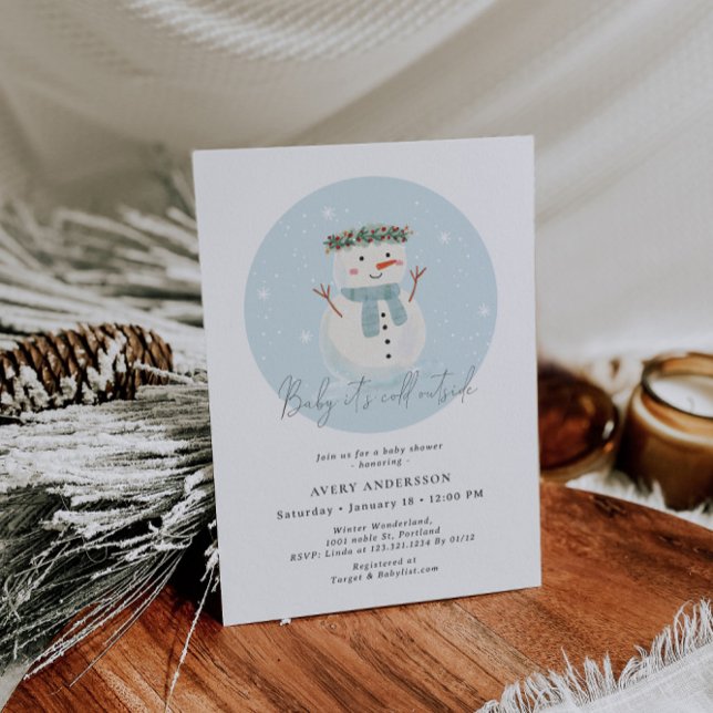 Cute Snowman Baby It's Cold Outside Baby Shower Invitation (Creator Uploaded)