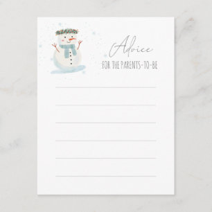 Cute Snowman Baby Shower Advice Note Card