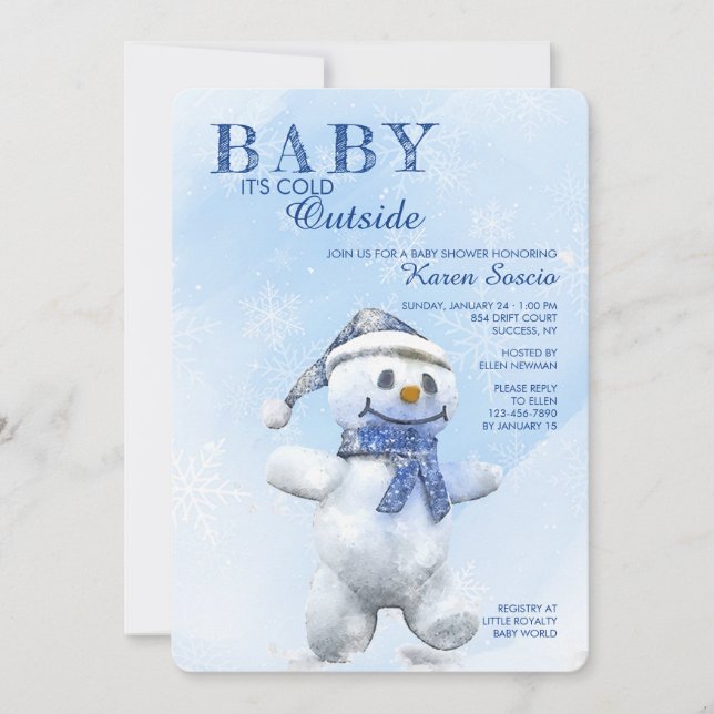 Cute Snowman Baby Shower Invitation (Front)