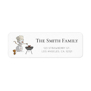 Cute Snowman Barbecue Winter Return Address Label