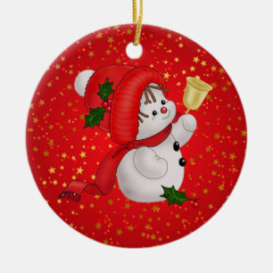 Cute Snowman Ceramic Ornament