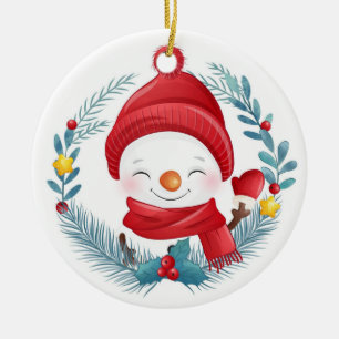 Cute Snowman Ceramic Ornament