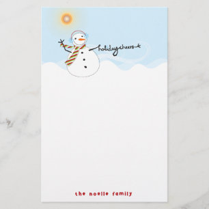 Cute Snowman Cheers Holiday Paper Stationery