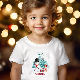 Cute Snowman Christmas Birthday Name Toddler T-Shirt