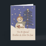 Cute Snowman Christmas Brother Sister In Law Holiday Card<br><div class="desc">card</div>