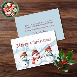 Cute Snowman Christmas Flat Holiday Card