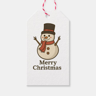 Cute Snowman Christmas Gift Tag - Front & Design