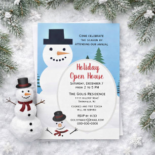 Cute Snowman Christmas Holiday Open House Invitation