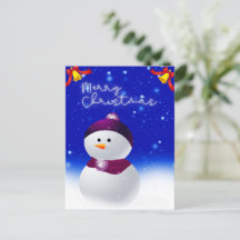 Cute Snowman Christmas Holiday Postcard