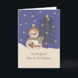 Cute Snowman Christmas Niece & Partner Holiday Card<br><div class="desc">card</div>