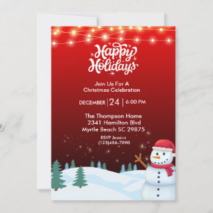 Cute Snowman Christmas Party Invitation