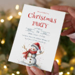 Cute Snowman Christmas Party Invitation<br><div class="desc">Bring the magic of winter to your holiday celebration with our Cute Snowman and Winter Outdoor Illustration Christmas Party invitations! Perfect for a cosy and cheerful gathering, these invitations feature an adorable snowman in a snowy outdoor scene, setting the stage for a fun-filled and heartwarming Christmas party. ⛄ Features: Charming...</div>