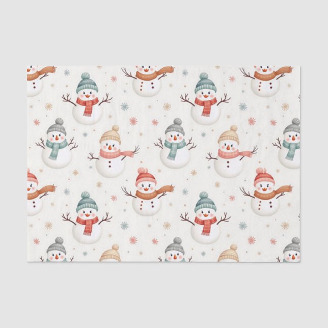 Cute snowman Christmas pattern Tissue Paper (Front)