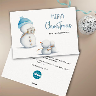 Cute Snowman Christmas Photography Business Logo Holiday Card