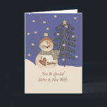 Cute Snowman Christmas Sister & Wife Holiday Card<br><div class="desc">card</div>