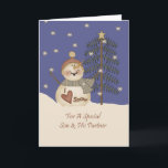Cute Snowman Christmas Son & Partner Holiday Card<br><div class="desc">card</div>