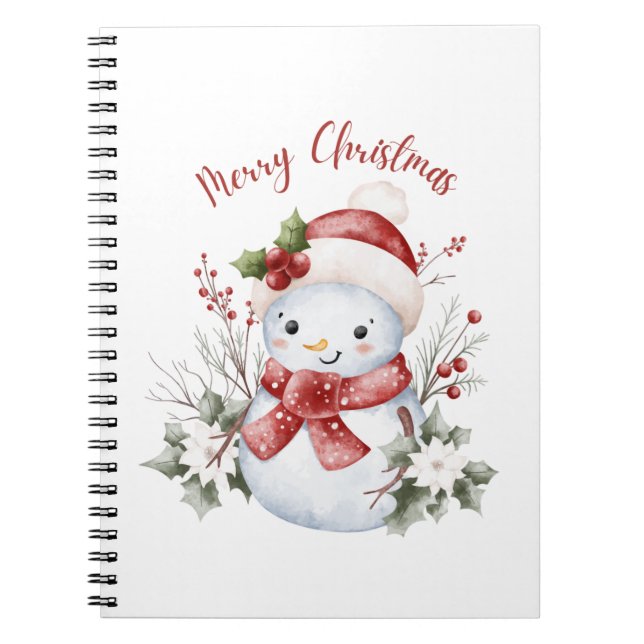 Cute Snowman Christmas Spiral Photo Notebook (Front)