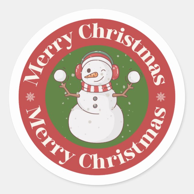 Cute Snowman Christmas Sticker (Front)
