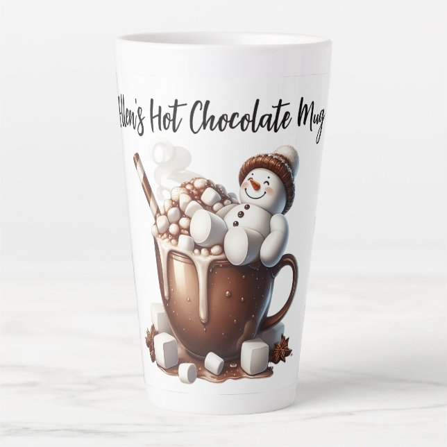 Cute Snowman Cocoa Design  Latte Mug (Front)