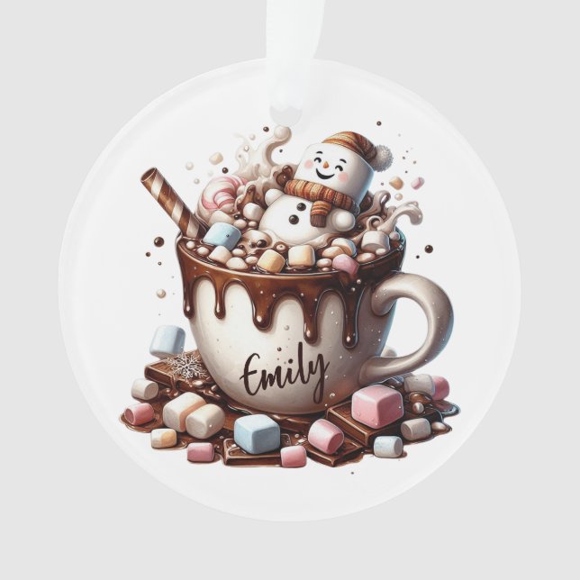 Cute Snowman Cocoa Design  Ornament (Front)