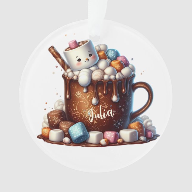 Cute Snowman Cocoa Design  Ornament (Front)