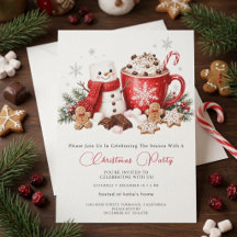 Cute Snowman Cocoa Party Invite
