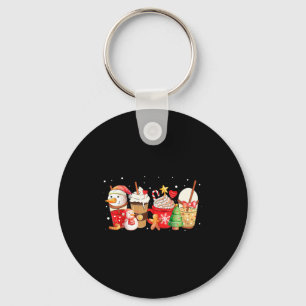 Cute Snowman Coffee Lover Latte Gingerbread Funny  Key Ring
