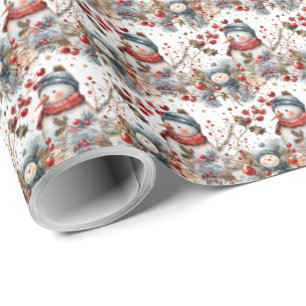 Cute Snowman Country Christmas Gift Wrap Wrapping