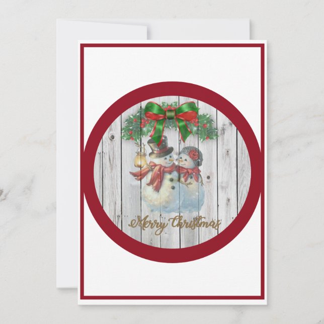 Cute Snowman Couple Christmas Card (Front)