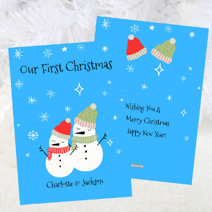 Cute Snowman Couple First Christmas Holiday