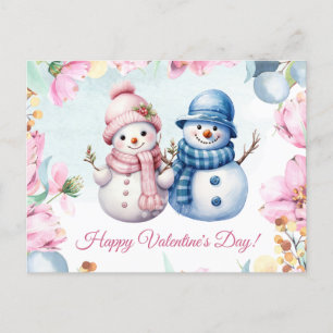 Cute Snowman Couple Happy Valentine's Day Card