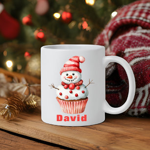 Cute Snowman Cupcake Christmas Coffee Mug