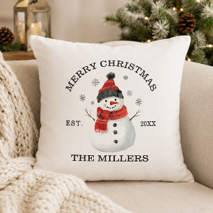 Cute Snowman Custom Christmas Cushion