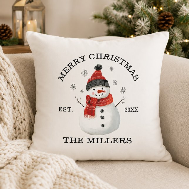 Cute Snowman Custom Christmas Cushion (Cute Snowman Custom Christmas Throw Pillow)