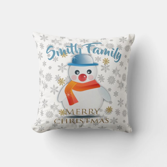 Cute Snowman Custom Cushion (Front)