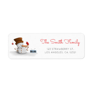 Cute Snowman Dance Return Address Label