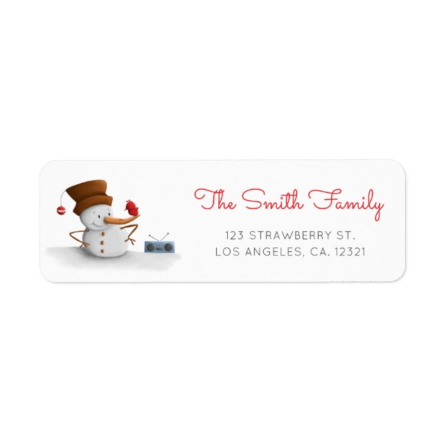Cute Snowman Dance Return Address Label (Front)