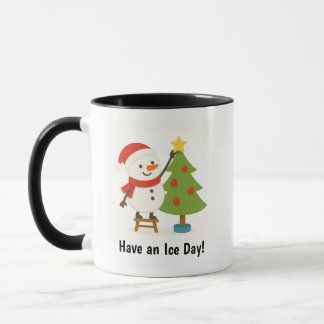 Cute Snowman Decorating Tree  Mug