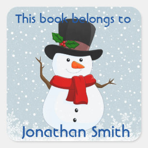 Cute Snowman Design Bookplate Sticker