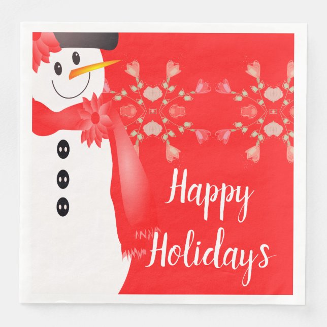 Cute Snowman Designer Napkin (Front)