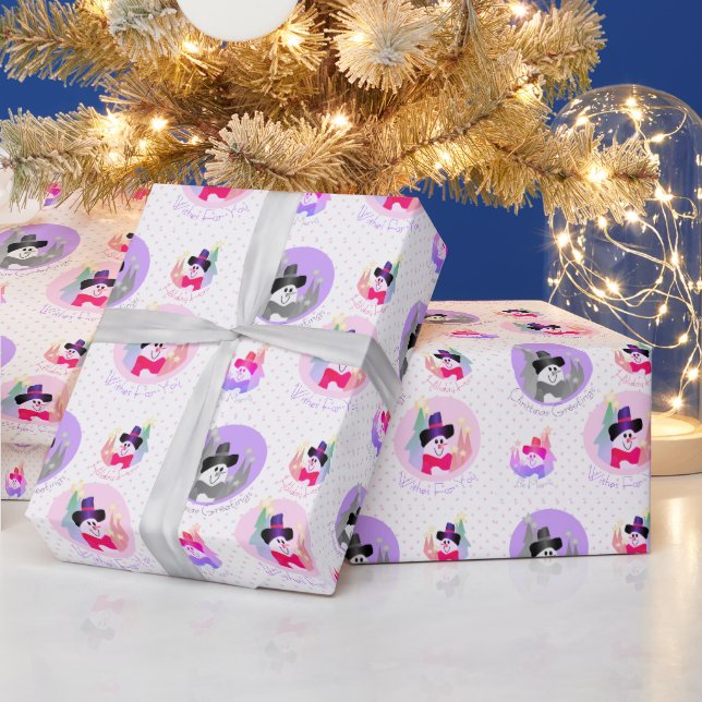 Cute Snowman Designer Star Patterned Wrapping Paper (Holidays)