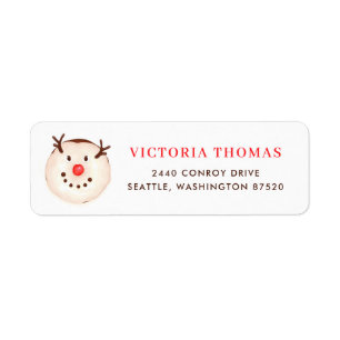 Cute Snowman Doughnut Festive Christmas Return Address Label