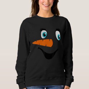 Cute Snowman Face Carrot Nose Christmas Pajama Wom Sweatshirt