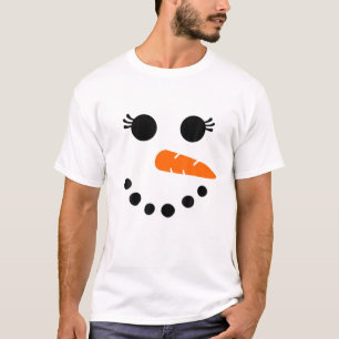 Cute Snowman Face For Womens Girls Eyelashes Chris T-Shirt