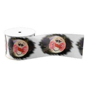Cute Snowman Face Grosgrain Ribbon