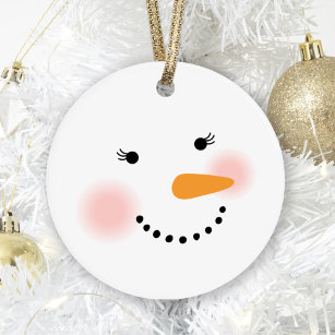 Cute Snowman Face Holiday Ornament